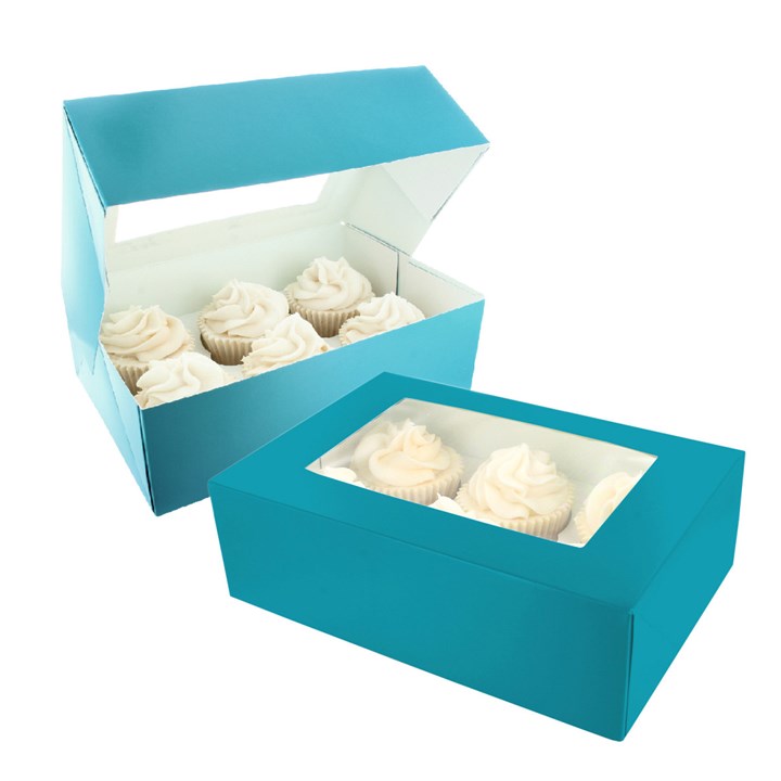 Baked With Love 6/12 Cupcake Box - Teal Twin Pack (2's)-Single