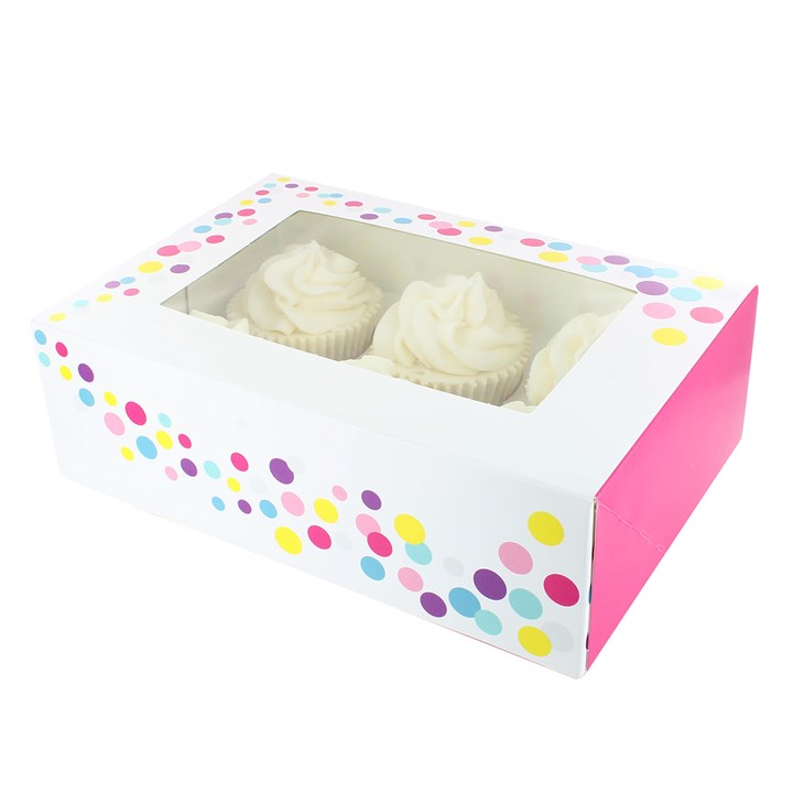 6/12 Cupcake Box - Pink Confetti-20PK