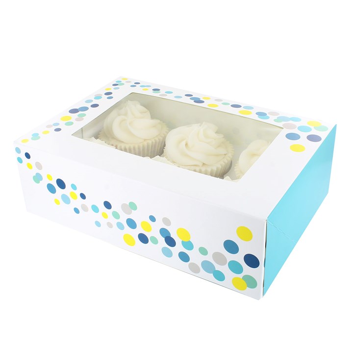 6/12 Cupcake Box - Teal Confetti-20PK