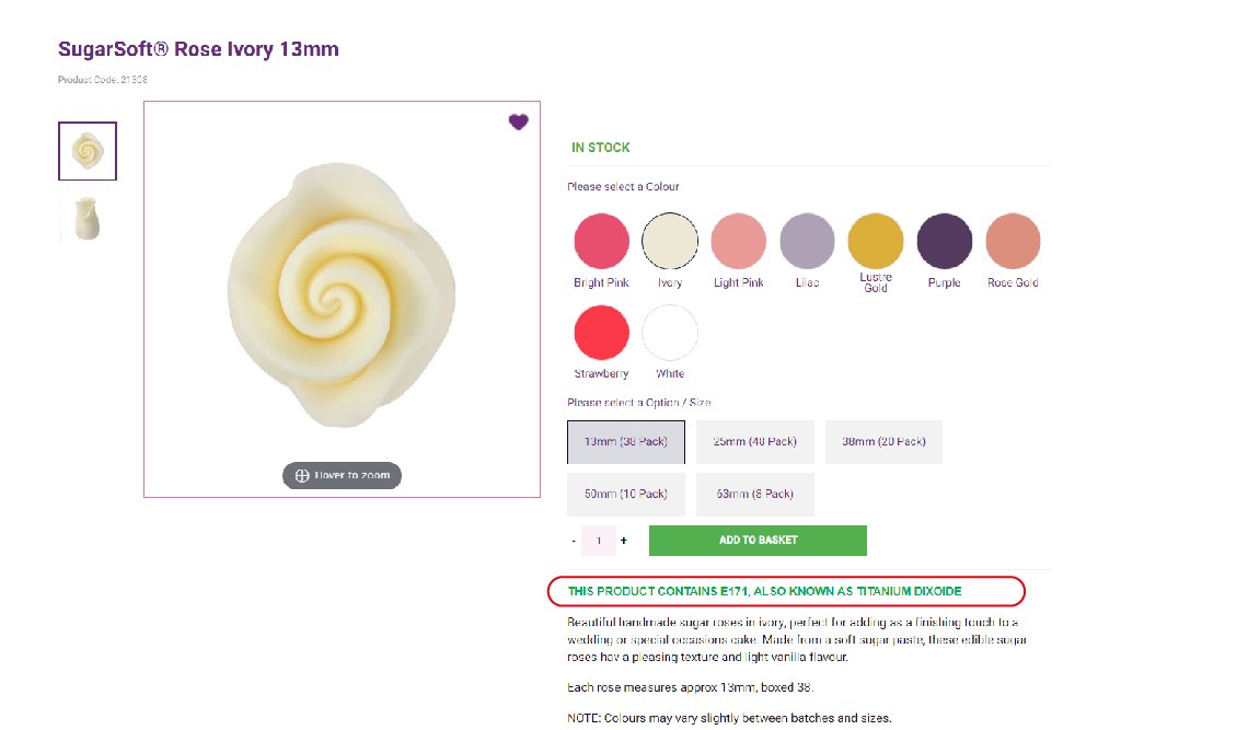 E171 in Product Description