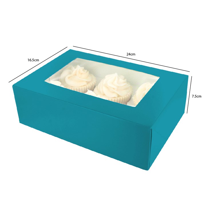 Baked With Love 6/12 Cupcake Box Teal Twin Pack (2's)Single Culpitt