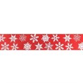 Red Ribbon with White Snowflakes - 24mm x 20m Alternative Image