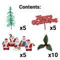 Assorted Christmas Cake Toppers - Holly, Santa, Tree & Motto - 25 Pack Alternative Image