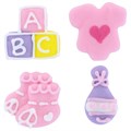 Pink ABC Baby Sugar Decorations - 12 packs Alternative Image