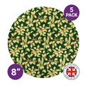 Culpitt Premium 8" Round Green Christmas Holly Cake Boards - 5 Pack Alternative Image