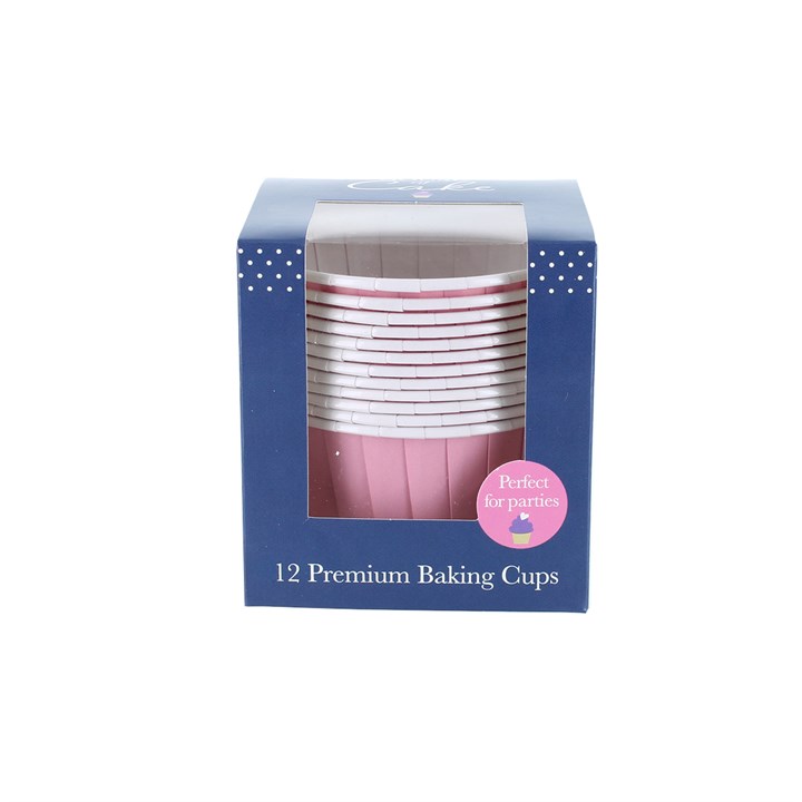 12 pink Baking Cups - 60mm - Boxed 6