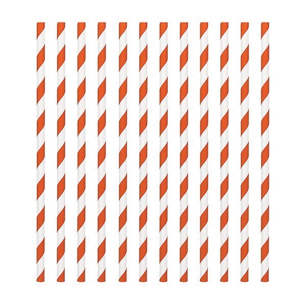 Orange Candy Stripe Paper Straws - single