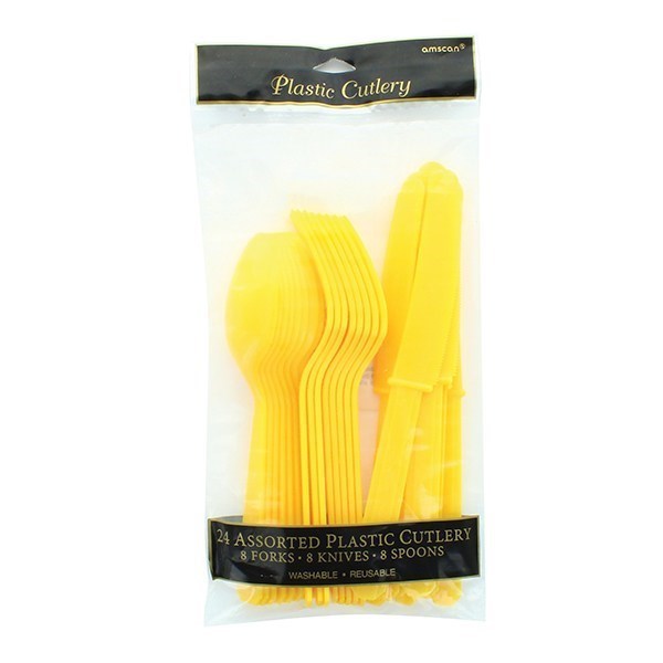 Yellow Party Cutlery set - single