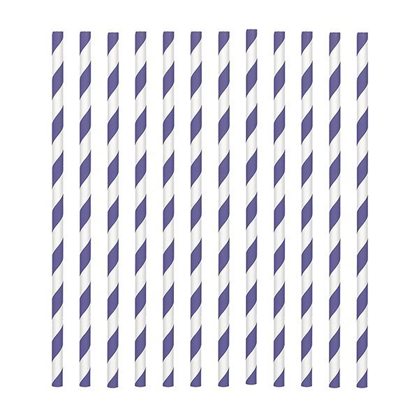 Purple Candy Stripe Paper Straws - single