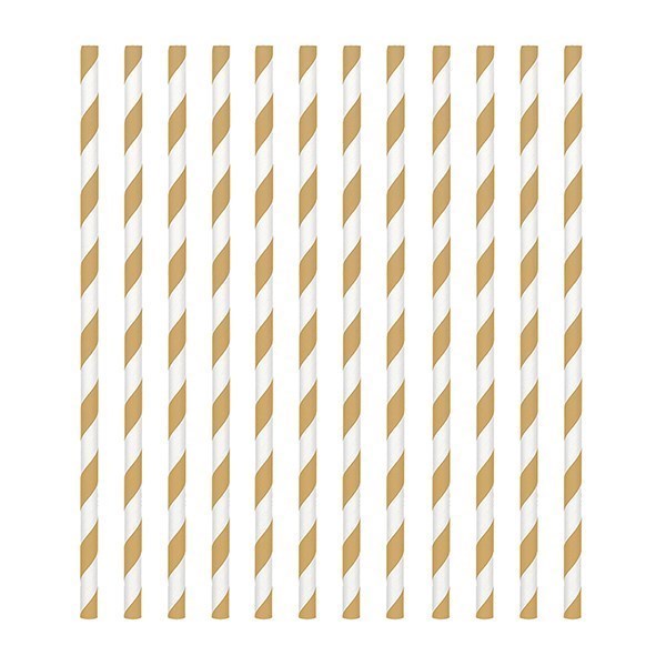 Gold Candy Stripe Paper Straws - single