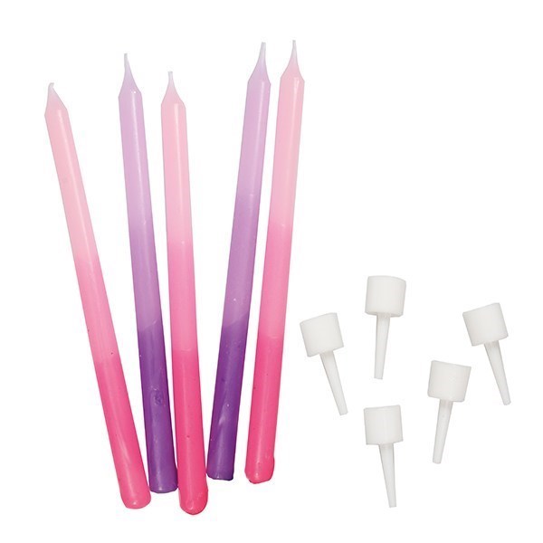 Pink/Purple Ombre Candles - Pack of 12 - 100mm