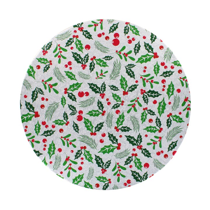 Create A Cake 10" Double Thick Round Silver Holly Print Card 5pk