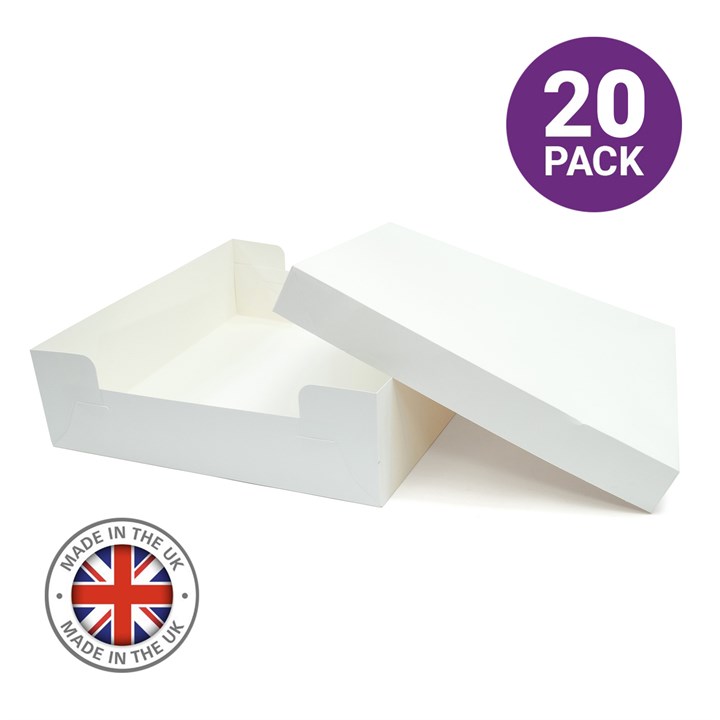 20" Standard White Cake Boxes & Lids - 20 pack