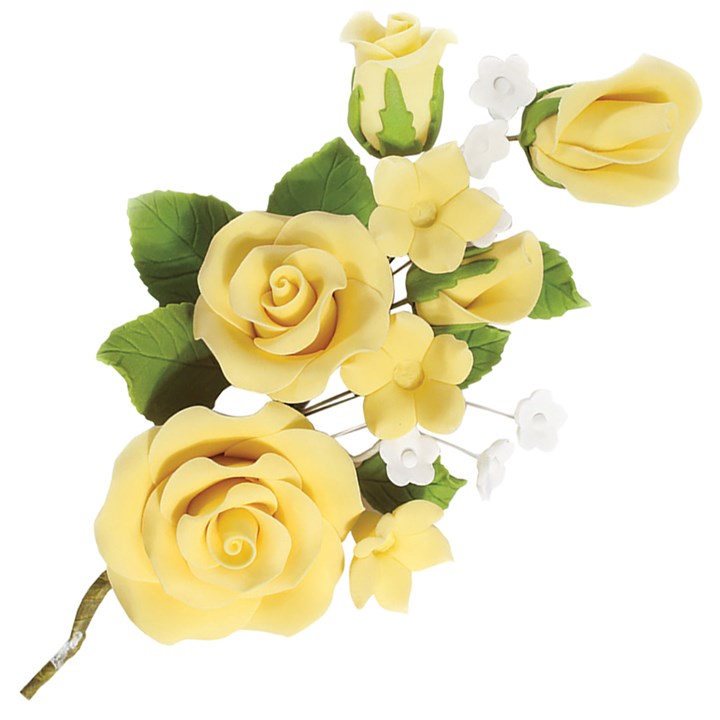Gum Paste Spray Yellow Rose 145mm