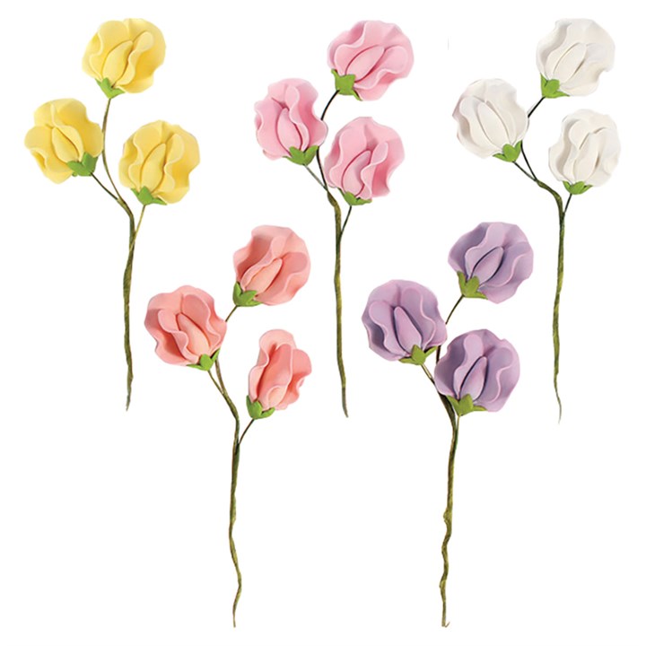 Gum Paste Flowers Sweet Pea Assorted Colours 75mm