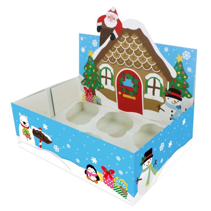6/12 Cupcake Display Box - Christmas - Single
