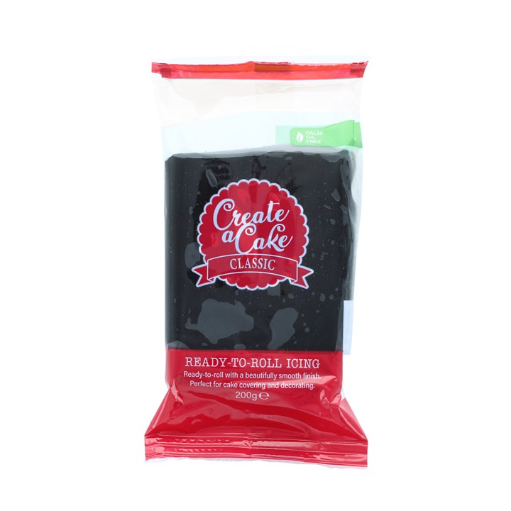 Create A Cake Palm Free Sugar Paste  200g -Black