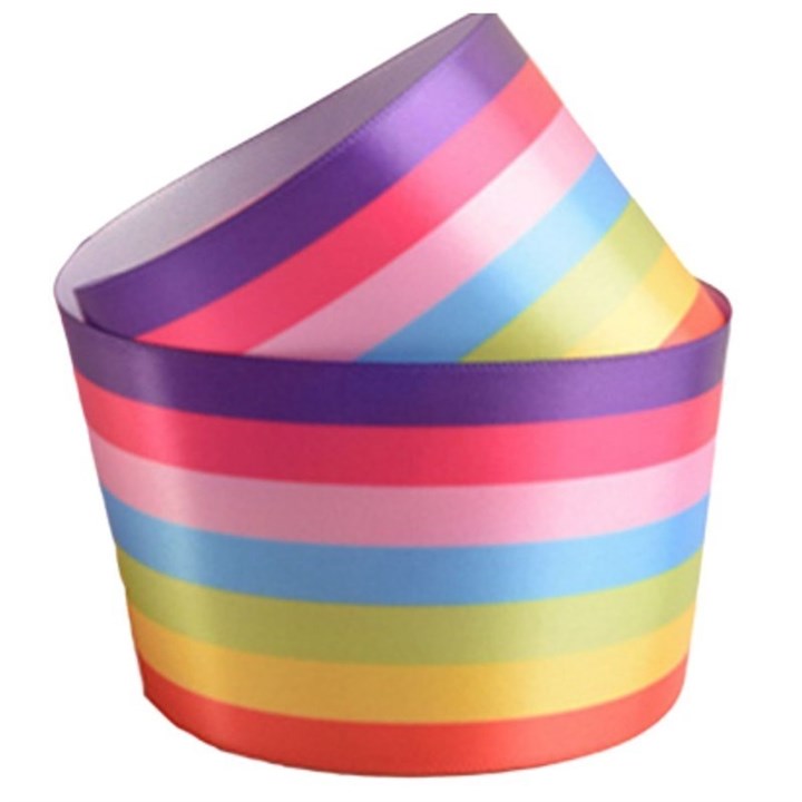7 Stripe Rainbow Ribbon - 38mm x 20m