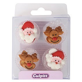 Santa & Rudolph Sugar Pipings 12 piece - single