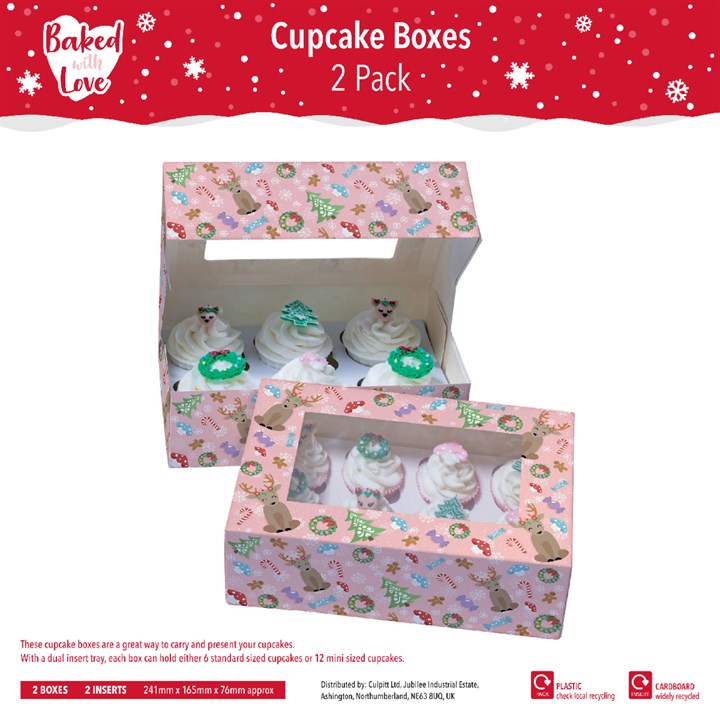 Baked with Love 6 Cupcake Box - 2 pack - Magical Woodland - single
