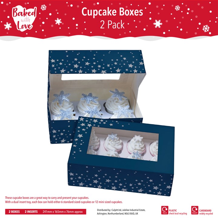 Baked with Love 6 Cupcake Box - 2 pack - Starry Night