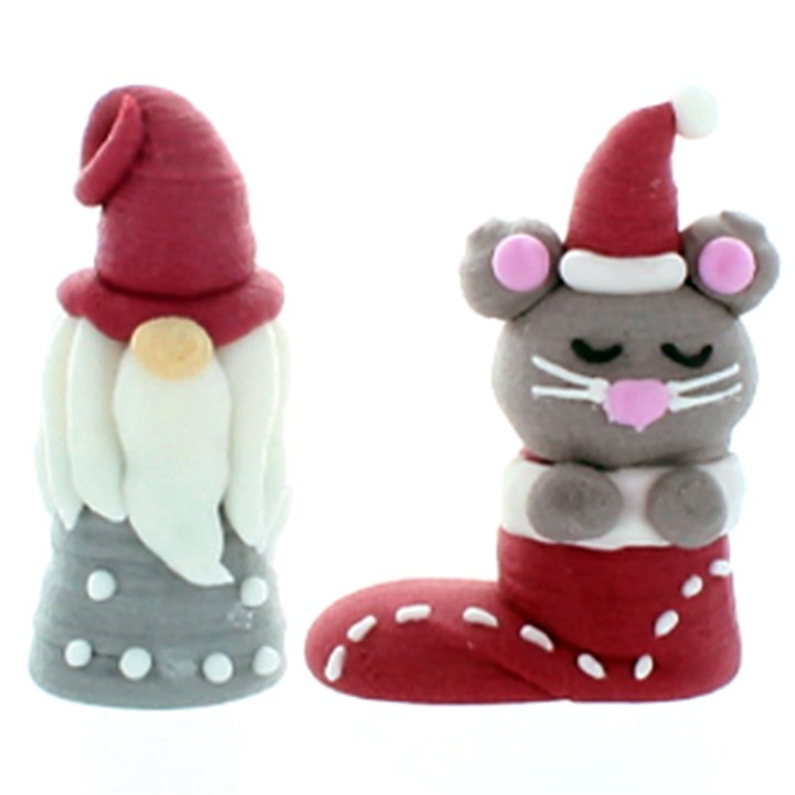 3D Tomtee & Mouse Christmas Cake Toppers