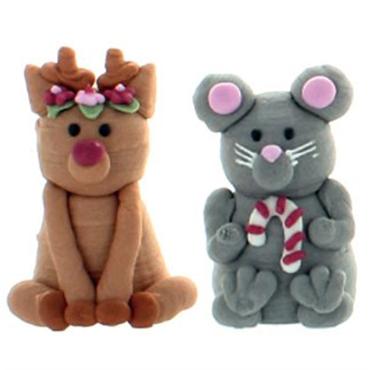 3D Reindeer & Mouse Christmas Cake Toppers