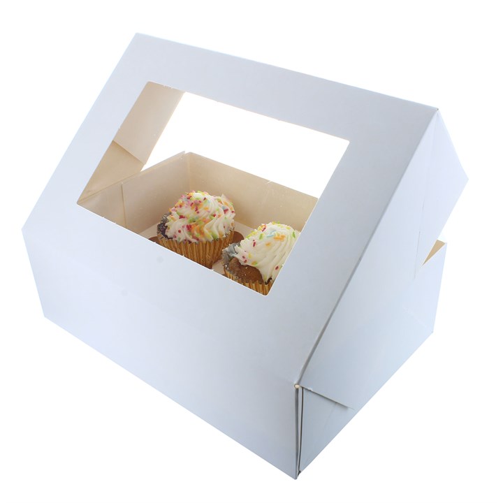 White 6 Cupcake Window Box - single