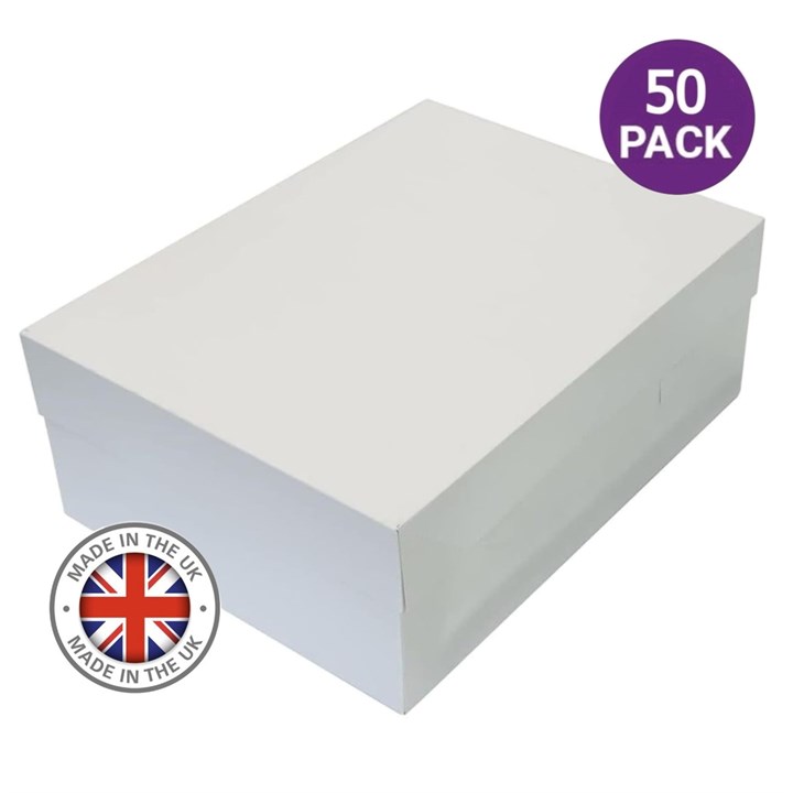 12 x 9 x 6" Oblong UK White Cake Boxes & Lids - 50 pack