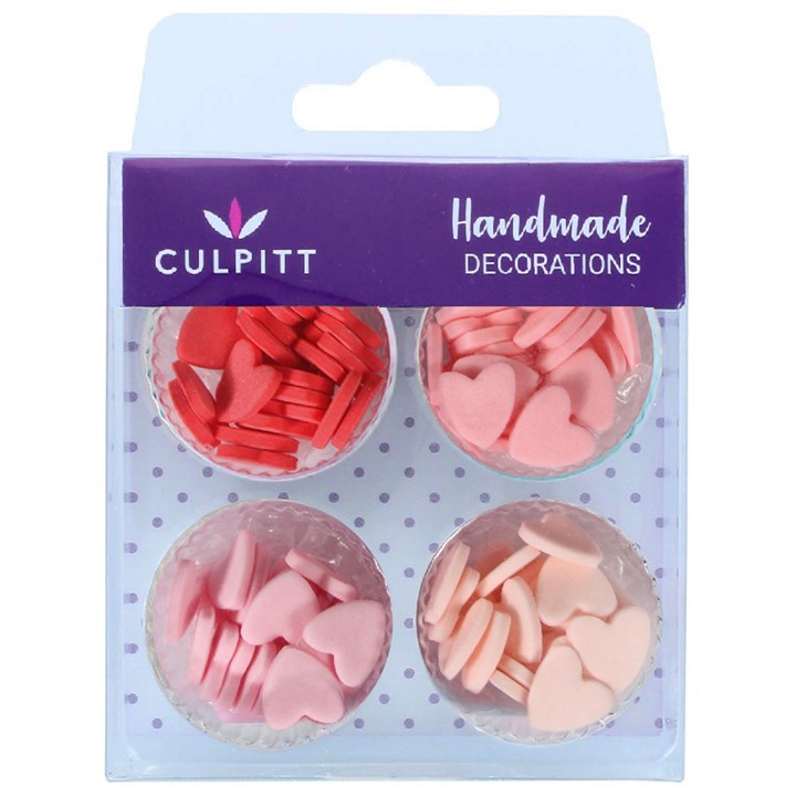 Red & Pink Mini Hearts Sugar Pipings - Pack of 100