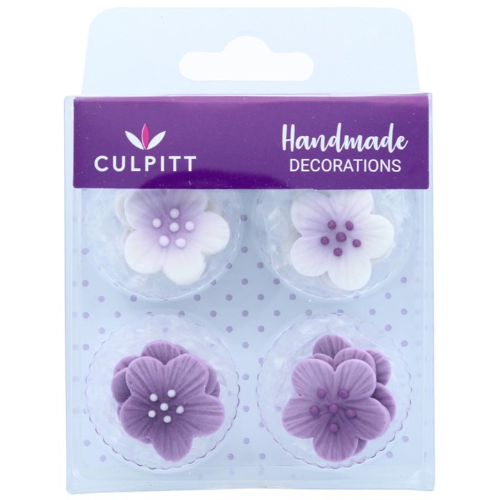 Lilac Flower Sugar Pipings - Pack of 12