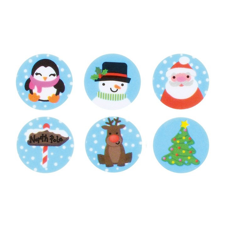 Printed Sugar Edible Toppers - Christmas Collection -38mm - Bulk Packed