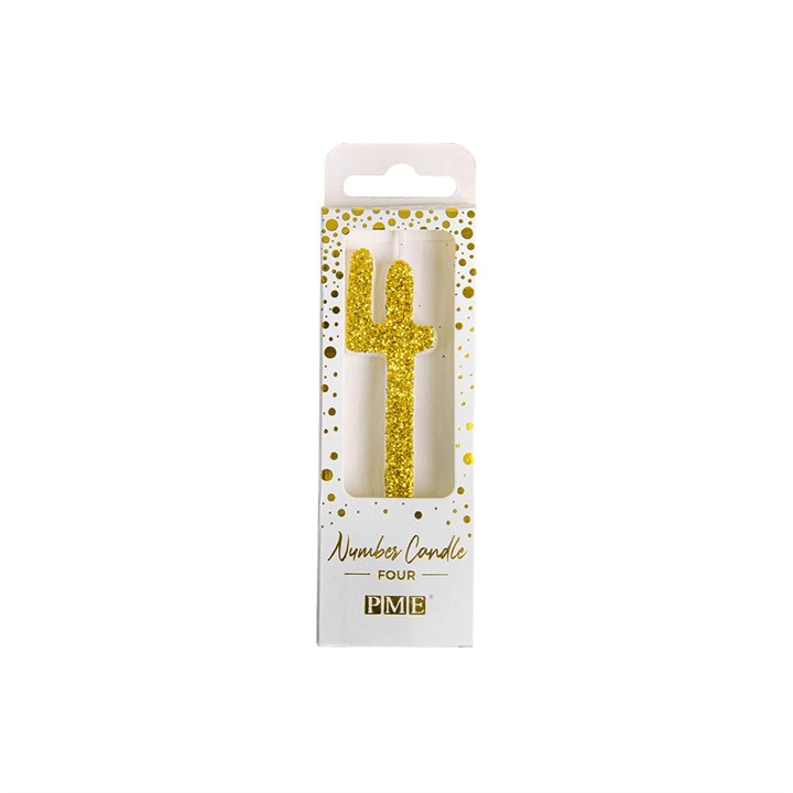 PME Glitter Gold Number 4 Candle 75mm