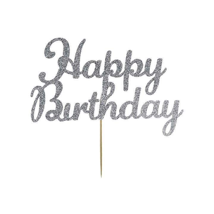 Kelsi Marsh Happy Birthday Topper Silver