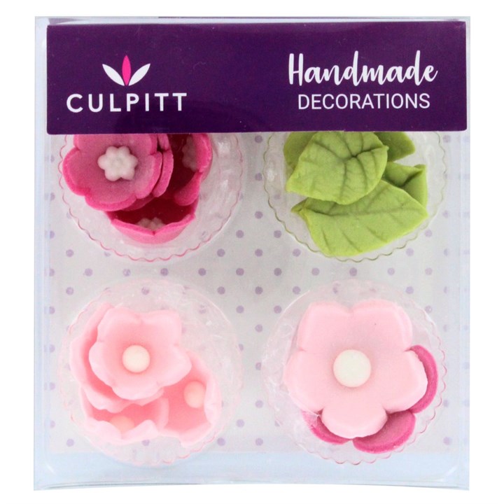 Culpitt Pink Flower and Leaves - 16 pieces