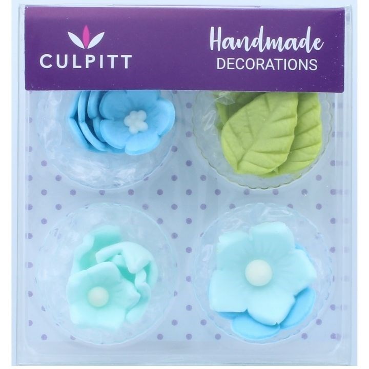 Culpitt Blue Flower and Leaves - 16 pieces