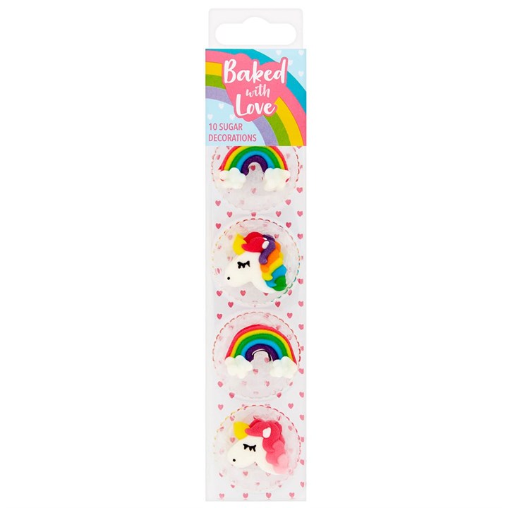 Unicorn and Rainbow Decorations 10 piece - single