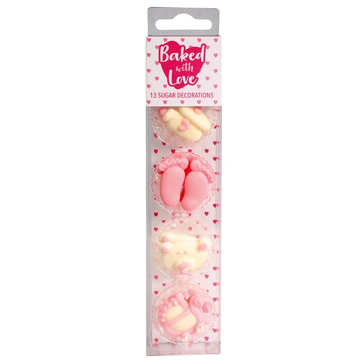 Baked with Love Baby Girl Cupcake Decorations - single