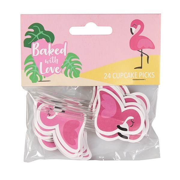 24 Baked with Love Flamingo Decorative Pic - single