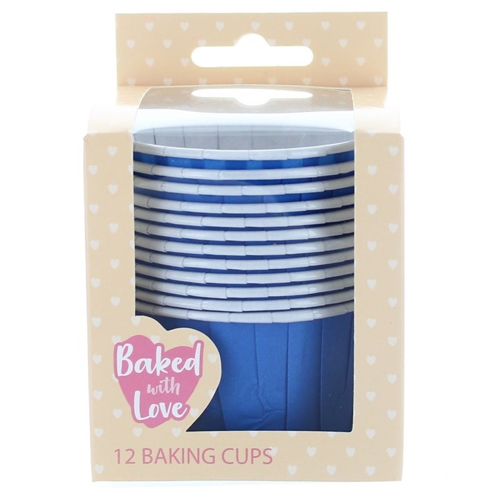 12 Blue Baking Cups - 50mm - Boxed 6