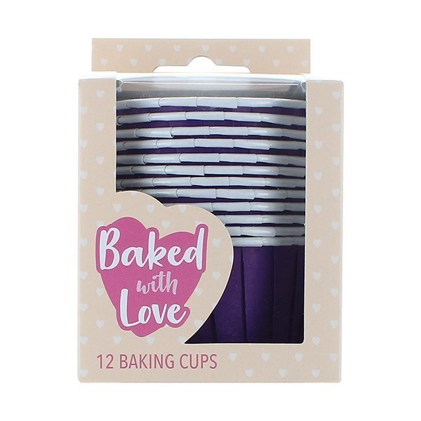 12 Purple Baking Cups - 50mm - Boxed 6