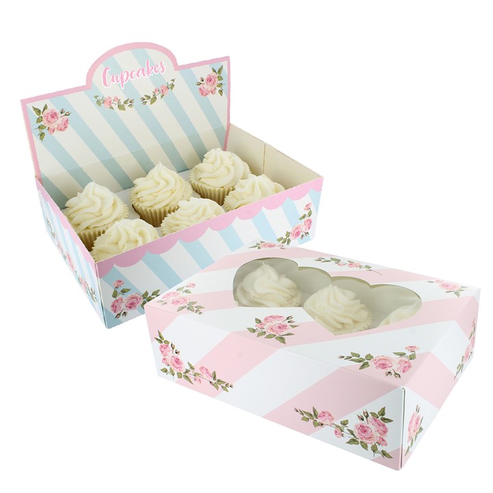 Baked With Love 6/12 Cupcake Box - Afternoon Tea Diplay Twin Pack (2's)-Single
