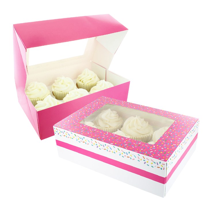 Baked With Love 6/12 Cupcake Box - Pink Sprinkles Twin Pack (2's)