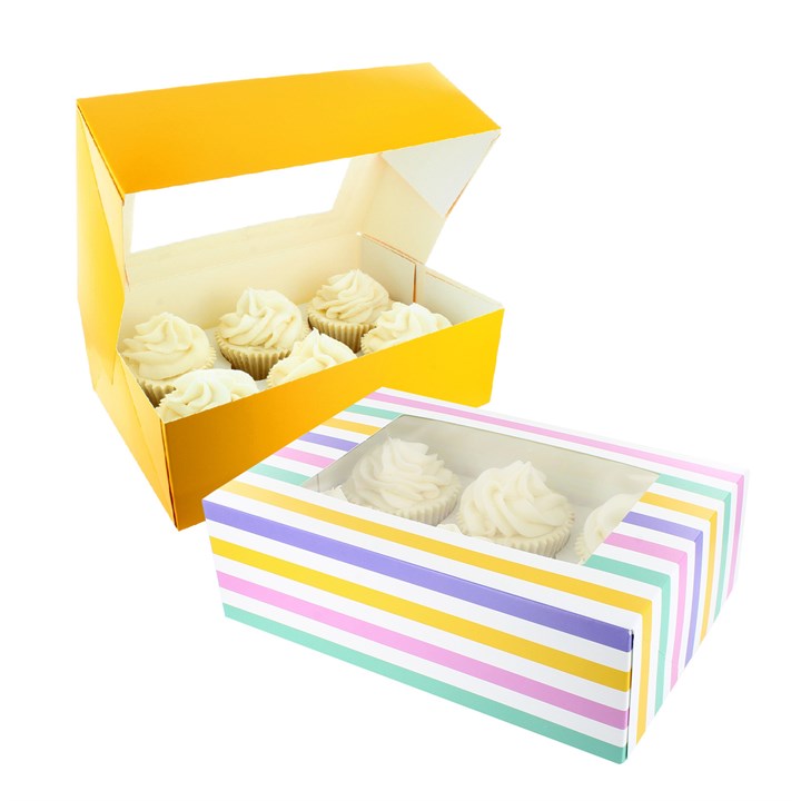 Baked With Love 6/12 Cupcake Box - Bold Stripes Twin Pack (2's)-Single