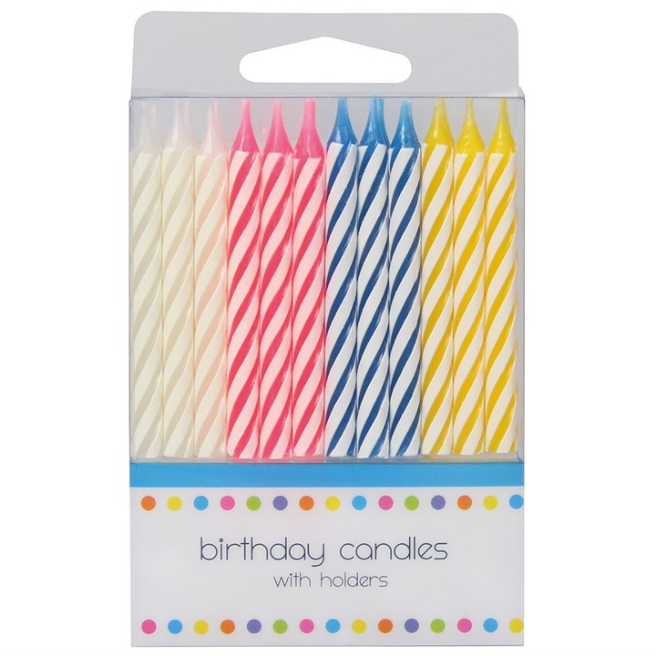24 Candy Stripe Candles - single