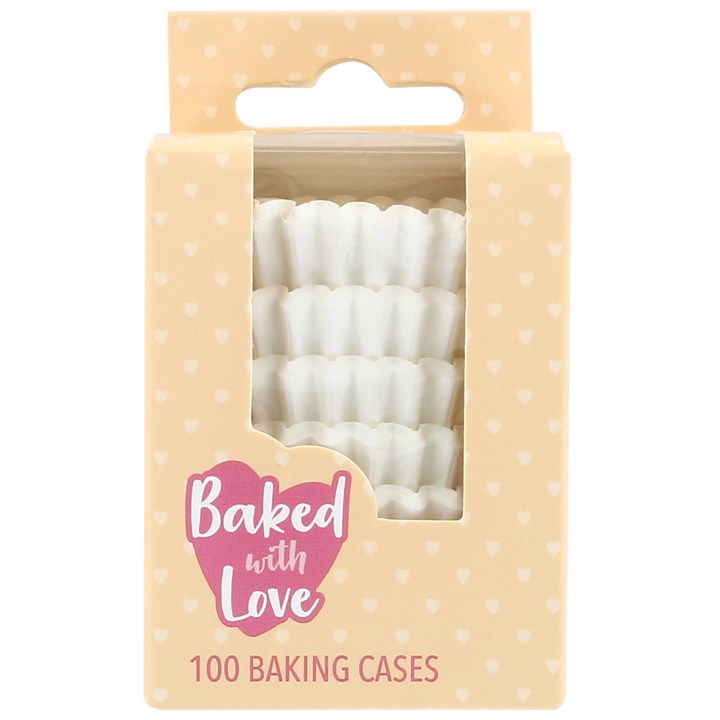 Baked with Love 100 Mini White Greaseproof Baking Cases - Single