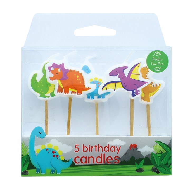 5 Dinosaur Birthday Candles - 10 pack