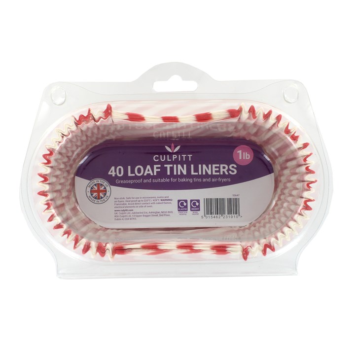 40 1lb Loaf Liners - Red Stripe