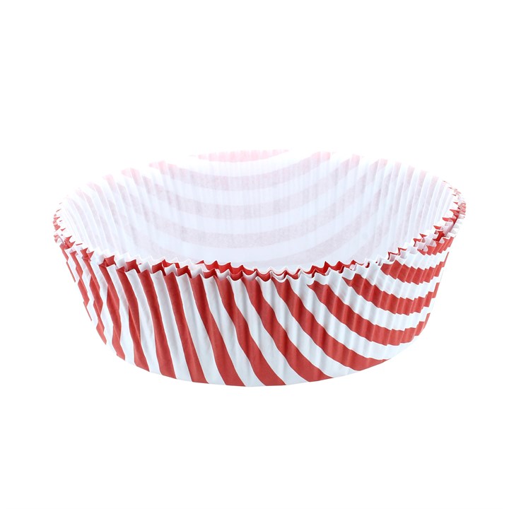 100 7" Round Cake Tin Liners - Red Stripe