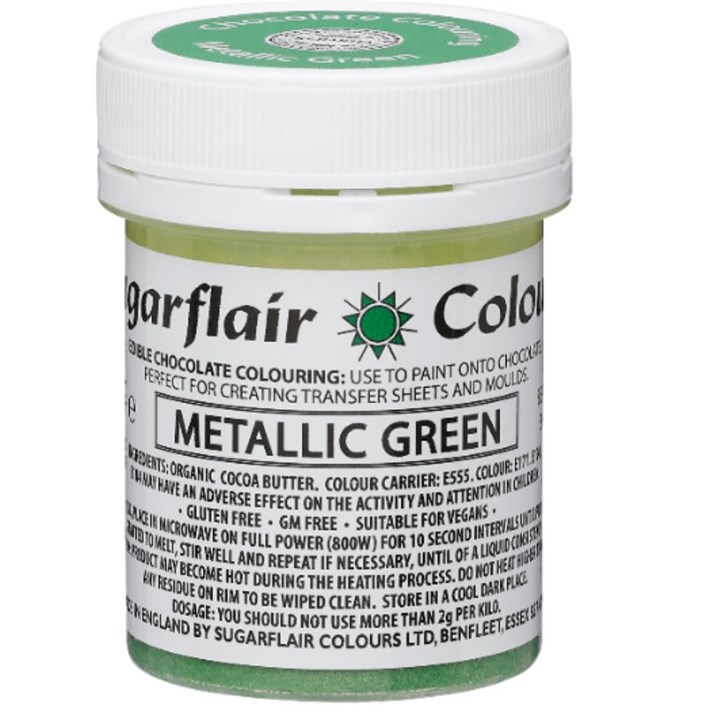 Sugarflair-Chocolate-Colouring-Metallic-Green-35g -Sale